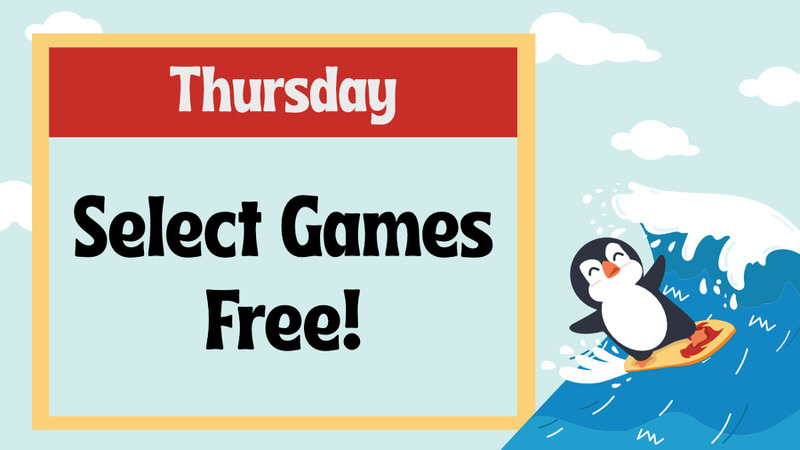 Select games free on Thursday during Winter 2023. Restrictions apply.