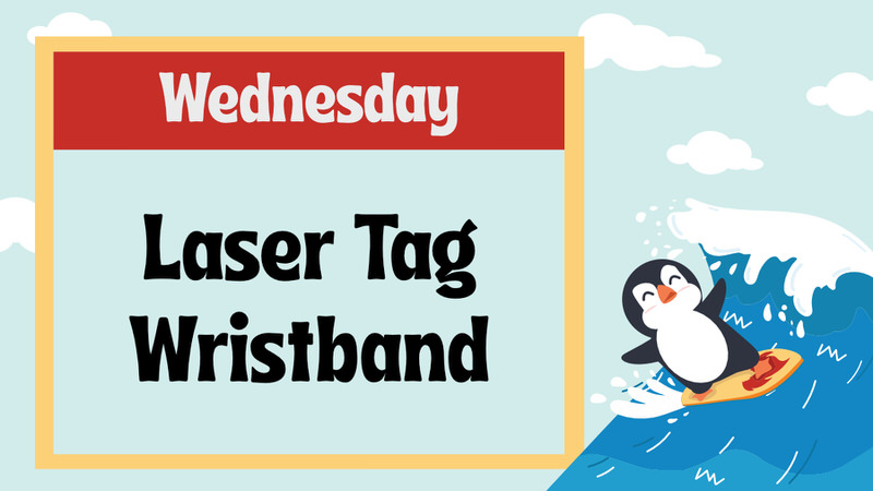 Laser tag wristband on Wednesday during Winter 2023. Restrictions apply.